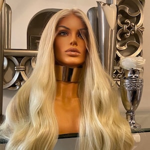 Blonde Human Hair Blend Wig 613 Blonde Lace Front Wig Bleach Blonde Wig