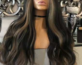 Black human hair Blend Lace Front Wig 360 Black Copper Wig Lace Front 360 Wig