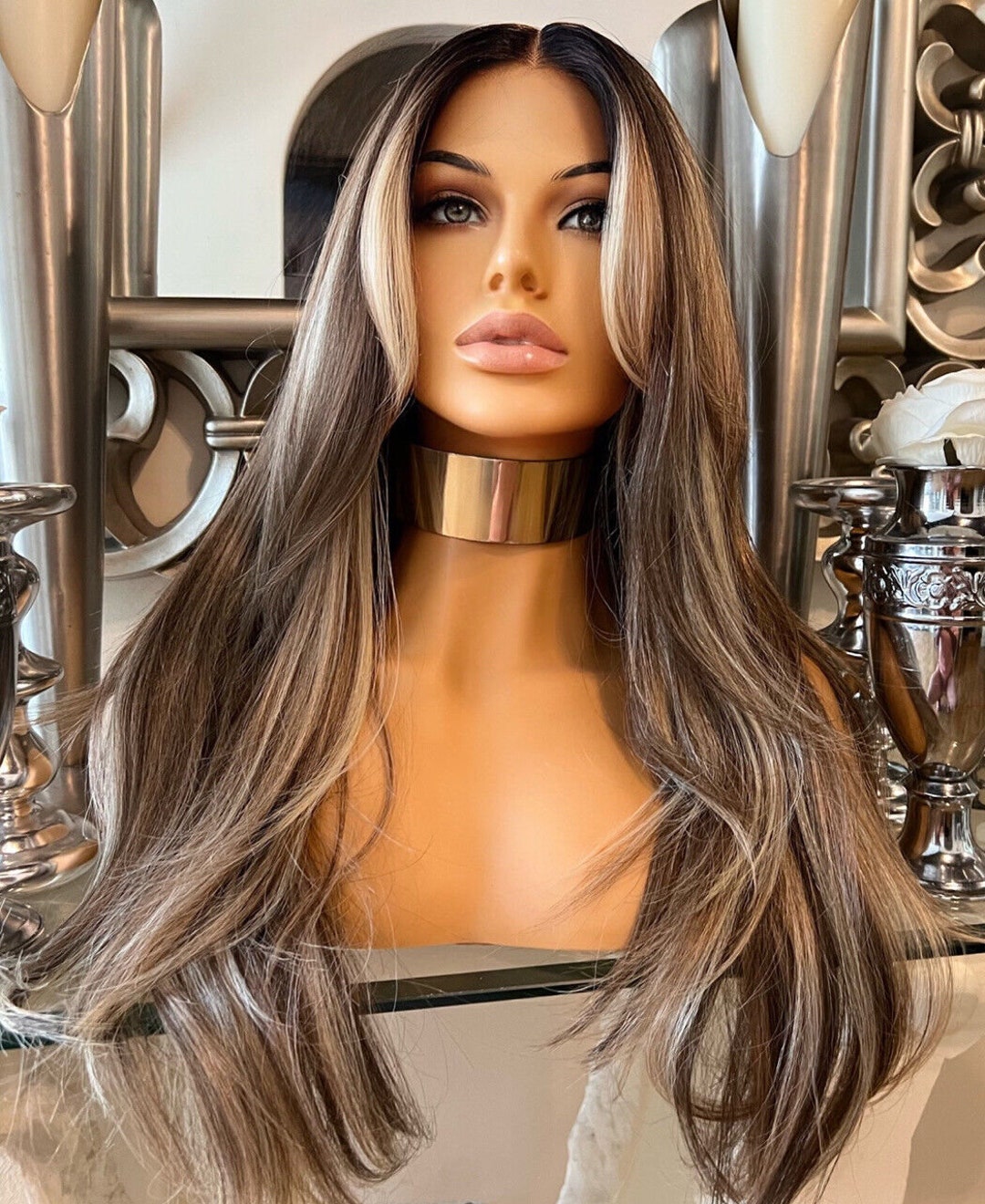 Blonde Lace Front Wig Centre Part Lace Front Wig Balayage Wig Brown