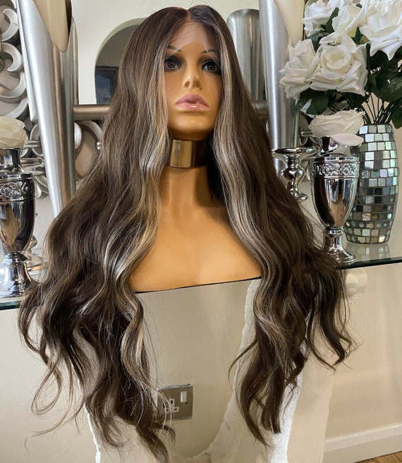 Blonde Human Hair Lace Front Blend Wig Balayage Wig Brown Wig - Etsy
