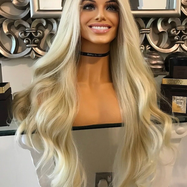 Blonde human hair wig blend Wig Blonde 360 Lace Front Wig 360 Wig