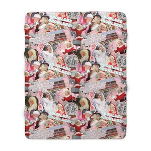 Holly Dolly Christmas pink Christmas Sherpa Fleece Blanket