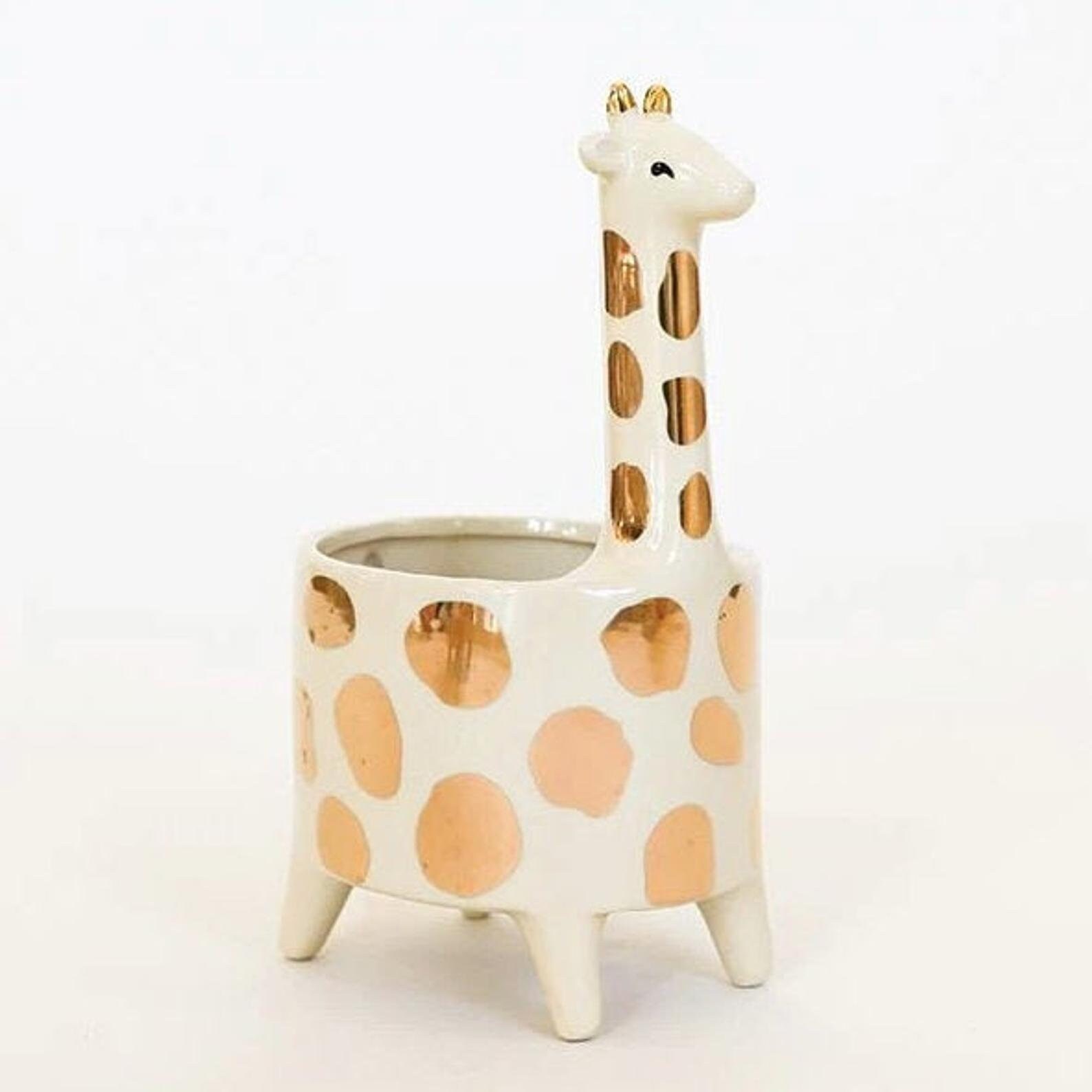 Gold Spotted Giraffe Planter Ceramic Planter Pot Succulent Etsy