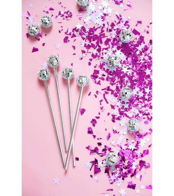 6 Pcs Disco Ball Swizzle Stick Set Disco Cocktail Stirrer Etsy