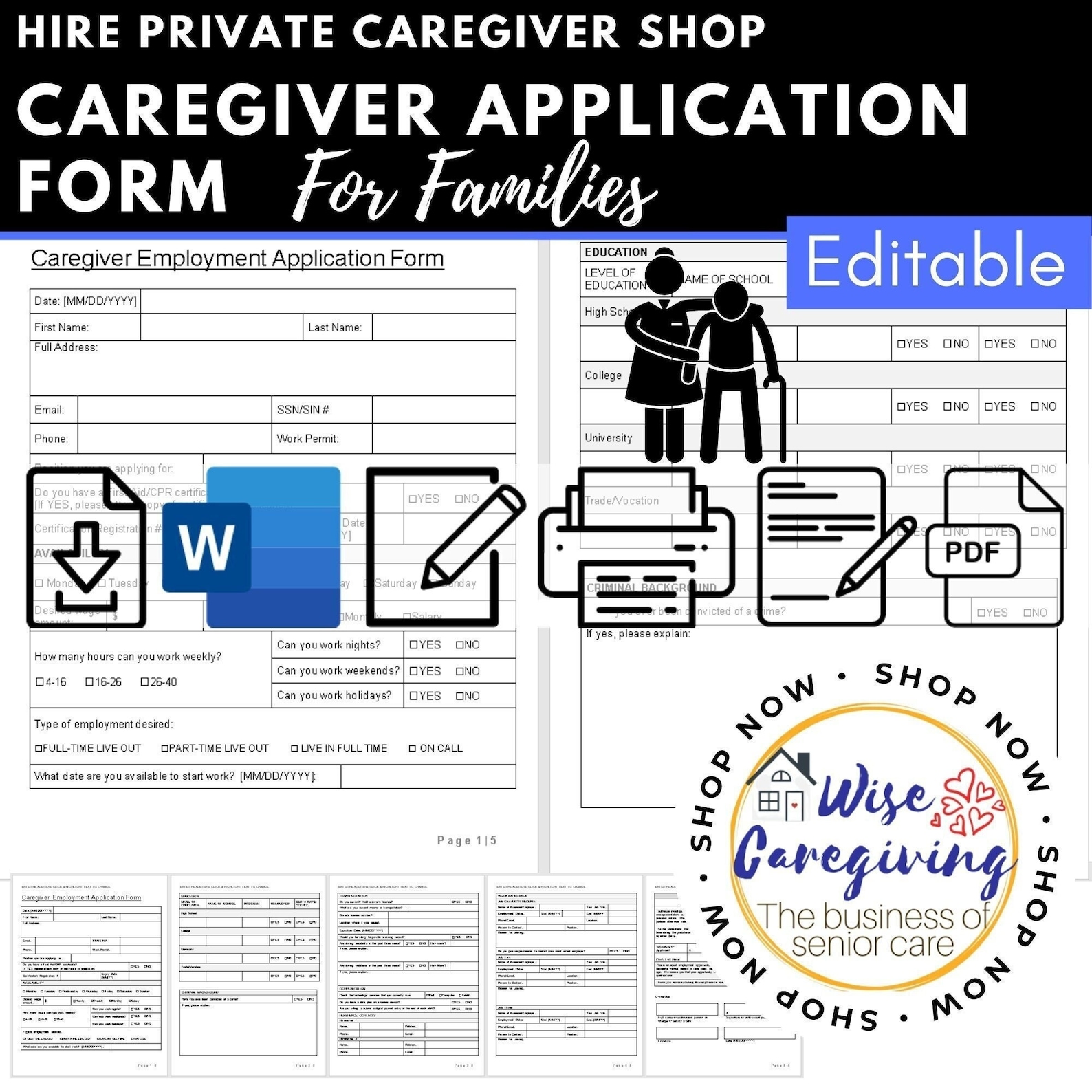 Caregiver Application Form, Hire Private Caregiver, Senior Care ...