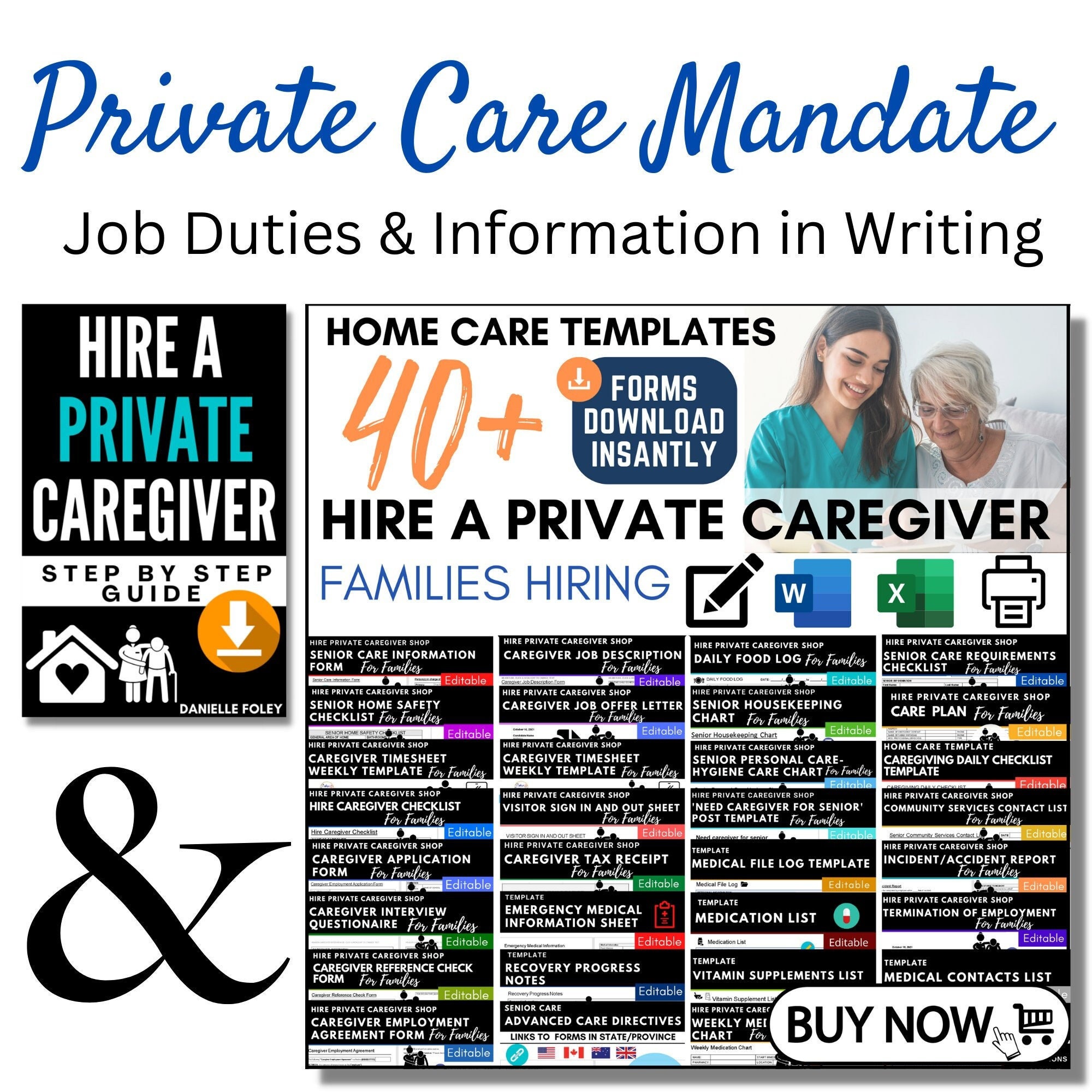 Private Home Care Package, How to Hire Private Caregiver Guide, 40+ Templates, Caregiving Checklists, Senior Care, Editable, Printable Forms