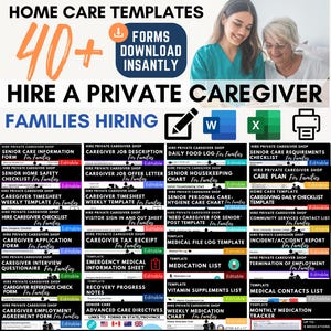 Plantillas de atención domiciliaria para familias: Formularios para cuidadores / Listas de verificación y acuerdos / MS Word / Imprimibles