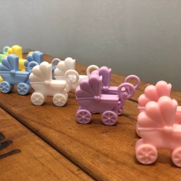 Set of 12 Multi-Colored Baby Carriage Cupcake Toppers