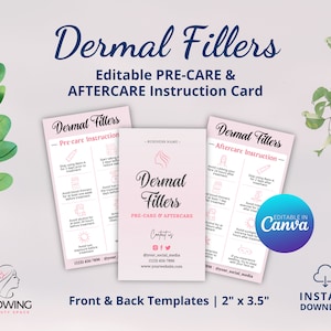 Dermal Filler Care Card Template, Injectable Card, Aesthetic Aftercare Injectables, Facial Filler Card, Skincare Template, Estheticians Card