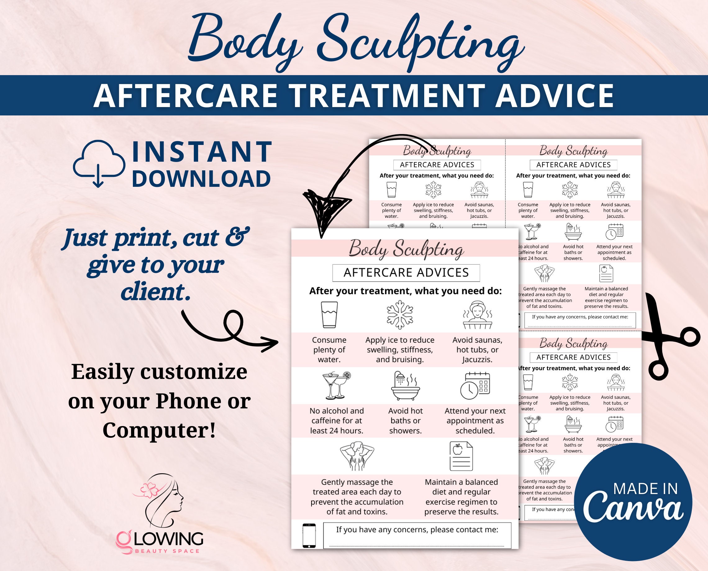 Editable Body Sculpting Aftercare Advice, Posttreatment, Aftercare