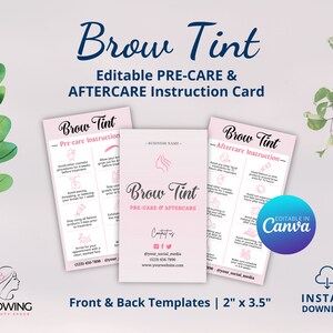 Brow Tint Aftercare Card, Brows Care Card, Eyebrows Tint Care, Brow Lamination Aftercare Card, Brow Tint Precare Card, Esthetician Care Card