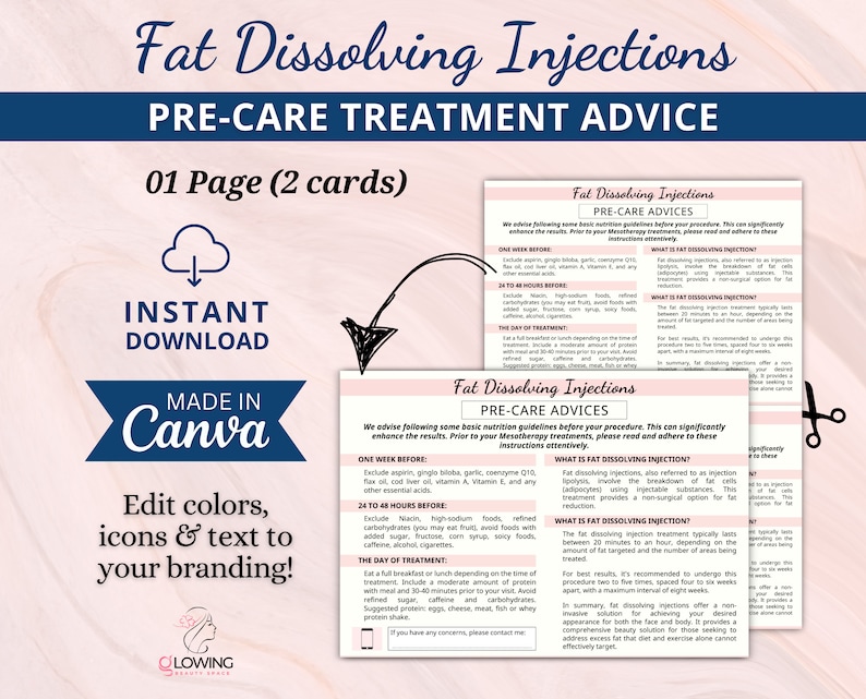 Fat Dissolving Pre-care Advice, Fat Dissolve Pre Care Treatment Card ...