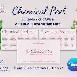 Editable Chemical Peel Aftercare Card, Facial Treatment Post Care Instructions, Peeling Skin Treatment Card, Chemical Peel Card, Beauty Care