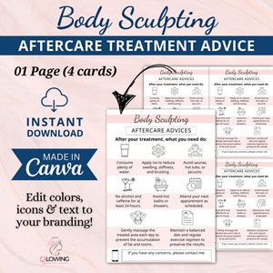 Editable Body Sculpting Aftercare Advice, Post-Treatment, Aftercare Card, Body Contouring, Fat Cavitation, Fat Dissolve Form, Esthetician