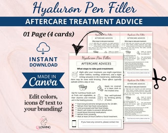 Editable Hyaluron Pen Filler Aftercare Advice Card, Post-Treatment Card, Hyaluronic Acid Filler Pen Aftercare, Lip Filler, Esthetician Form