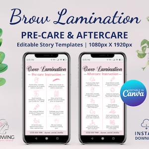 Brow Lamination Aftercare Template, Bewerkbare Brow Template, Brow Tint, Brow Wax, Wenkbrauwen Tint Care, Schoonheidsspecialiste Template, Onderhoudsinstructies