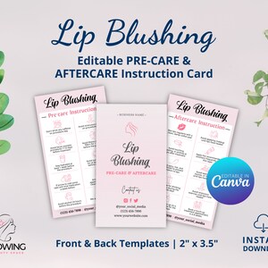 Lip Blush Aftercare Template, Lip Blush After Care Card, Lip Blushing Aftercare Precare, Lip Tint After Care, Lip Tattoo Care, PMU Aftercare