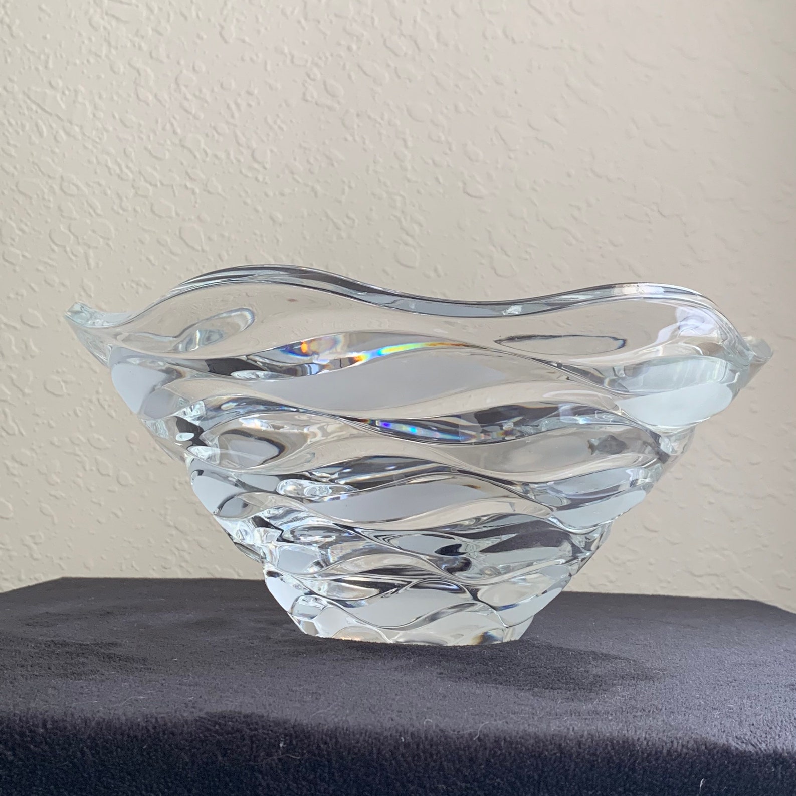 Superbe Wavy Crystal Bowl vintage Large Heavy Etsy