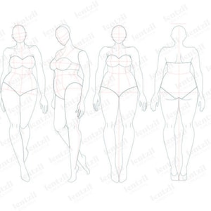 Fashion Sketchbook figure template: 454 Large Female Figure