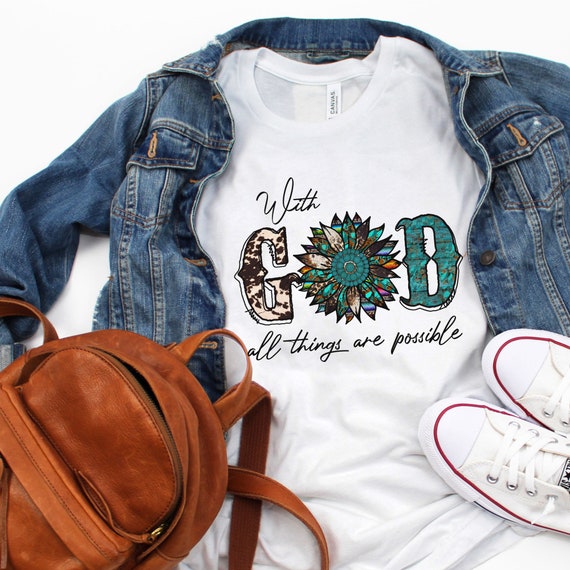 Women's Religious graphic T-shirt, Country Western Top, Gift for Christian Women, Casual Church Shirt, Cowgirl Top