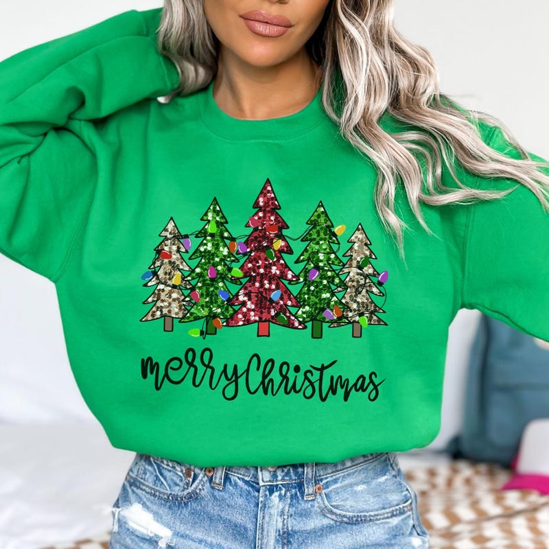 Ribbon Sequins Christmas Sweater Top - Blush/Gold