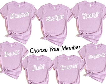 OT7 - Namjoon, Seokjin, Yoongi, Hoseok, Jimin, Taehyung or Jungkook Bias Tee - Soft Bella Canvas Unisex Shirt - Purple K-Pop Army Fan Gift