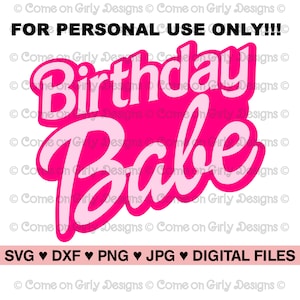 Pink Birthday Babe - SVG, DXF, PNG, Jpeg - zip-bestand direct downloaden - digitaal en afdrukbaar - Pink Girly Birthday Party - Girls Night Out