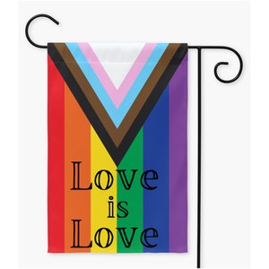 Love Is Love Progress Garden Flag | Lgbtq Pride Yard Flag | Rainbow Flag | 12x18 Lgbt Flag | Gay Pride Garden Flag Large | Equality Flag