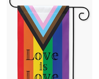 Love Is Love Progress Garden Flag | Lgbtq Pride Yard Flag | Rainbow Flag | 12x18 Lgbt Flag | Gay Pride Garden Flag Large | Equality Flag