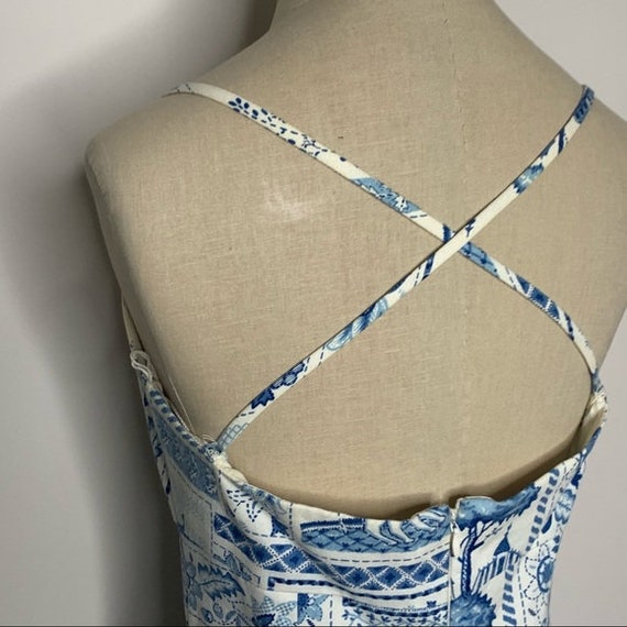 Maggy London Vintage Beaded Printed Midi Dress Bl… - image 7