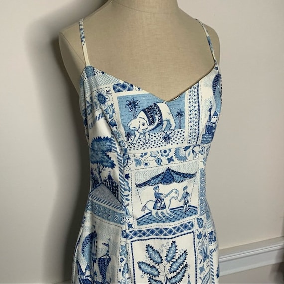 Maggy London Vintage Beaded Printed Midi Dress Bl… - image 2
