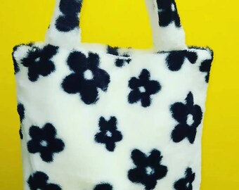 fluffy bag with flowers