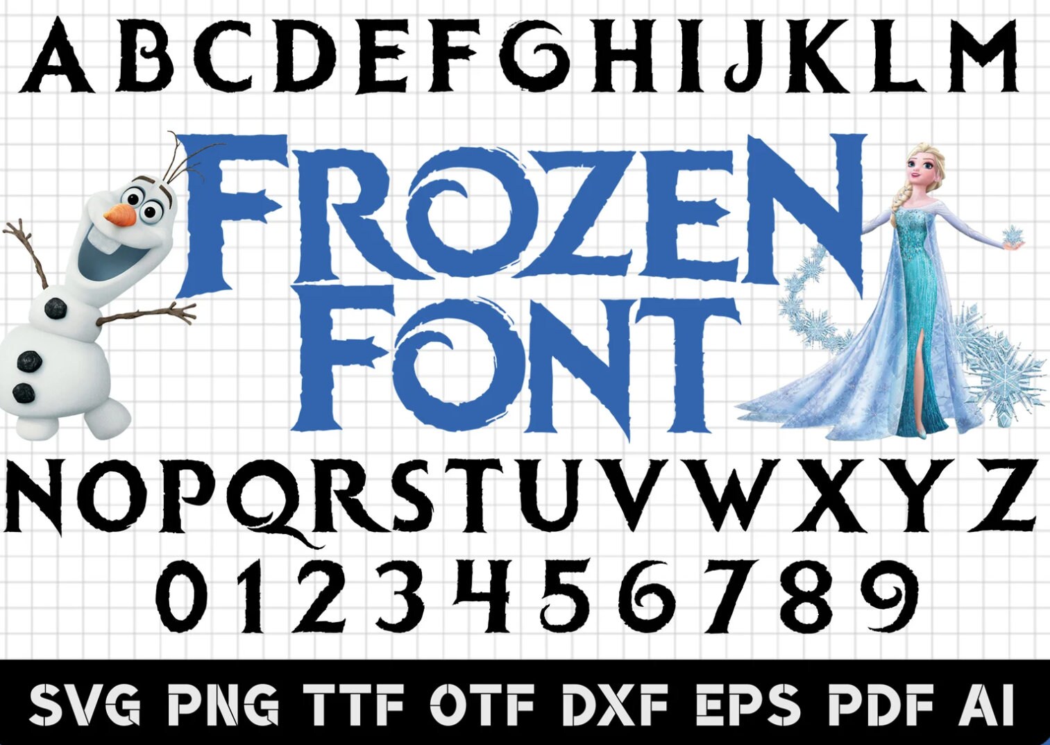 Frozen SVG Font Bundle Frozen Font SVG PNG Alphabet Files Etsy