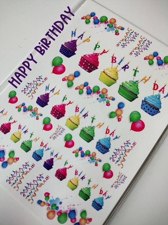 Happy Birthday Nail Art Decals Etsy