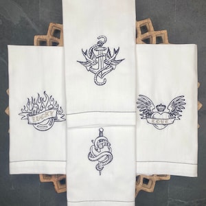 Thread Tattoo Embroidered Cloth Napkins (Set of 4)