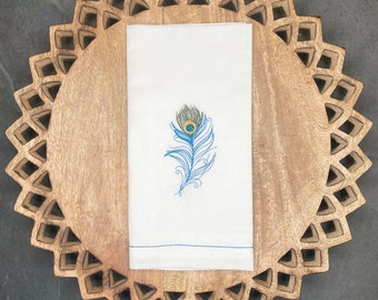 Peacock Feather Cloth Napkins (Set of 4)