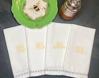 Bee Kind Embroidered Cloth Napkins (Set of 4)