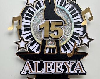 Cake Topper 3D Shaker for Musical Hamilton themed party - with name and age