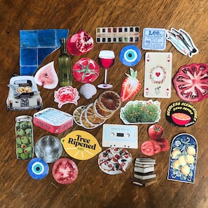 Mediterranean Tomato Sticker Pack, BUJO Bullet Journal Supplies, Stationary, Summer Ephemera, Junk Journaling Stickers, Collaging, Grab Bag