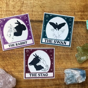 3PC Vinyl Shadow Puppet Matchbox Stickers, Witchy Stickers