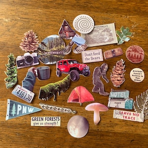 Pazifischer Nordwesten Aufkleberpaket, BUJO Bullet Journal Zubehör, Schreibwaren, Sommer Ephemera, Junk Journaling Aufkleber, Collaging, Wundertüte