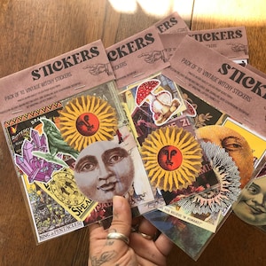 10-100 adesivos de bruxaria vintage, à prova de respingos, celestial, adesivo de Halloween, folclore, efêmera, celestial, cogumelo, kit de presente para diário