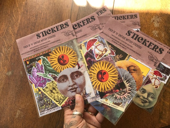10-100 Vintage Witchcraft Stickers, Splash proof, Celestial, Halloween Sticker, Folklore, Ephemera, Journaling Gift Kit