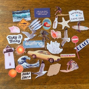 Pacchetto di adesivi Surf Shop, forniture per Bullet Journal BUJO, cancelleria, effimeri estivi, adesivi per Junk Journaling, collage, borsa regalo