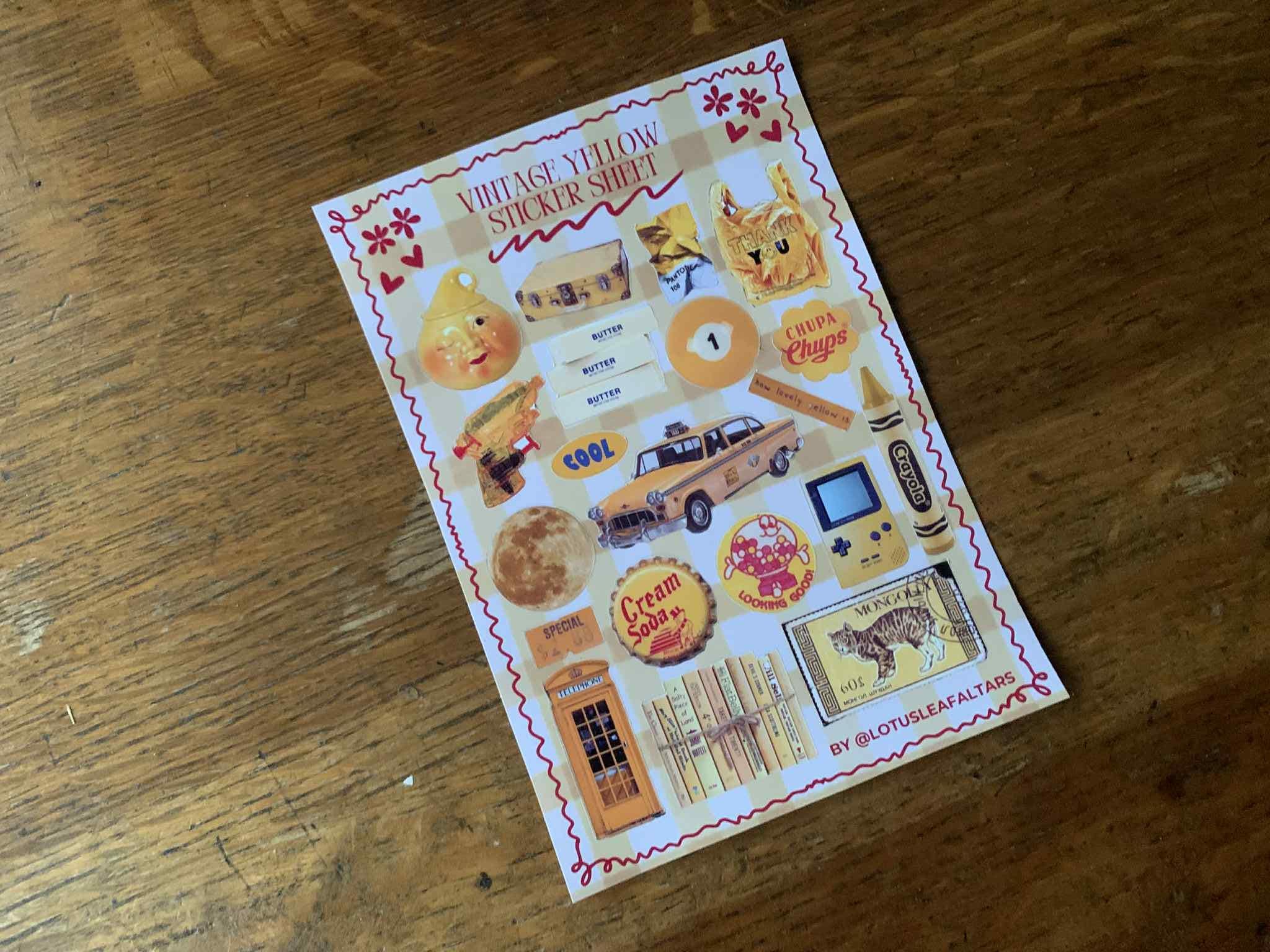 Yellow Journal Sticker Design Yellow Sticker Sheet for Bullet Journal, Scrapbook, Planner, Junk ...