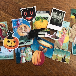 17PCSVintage Halloween Sticker Pack, Journaling Supplies, Celestial, Witch, Witchcraft, Pumpkin, Fall, Spooky, Stickers, Antique Ephemera