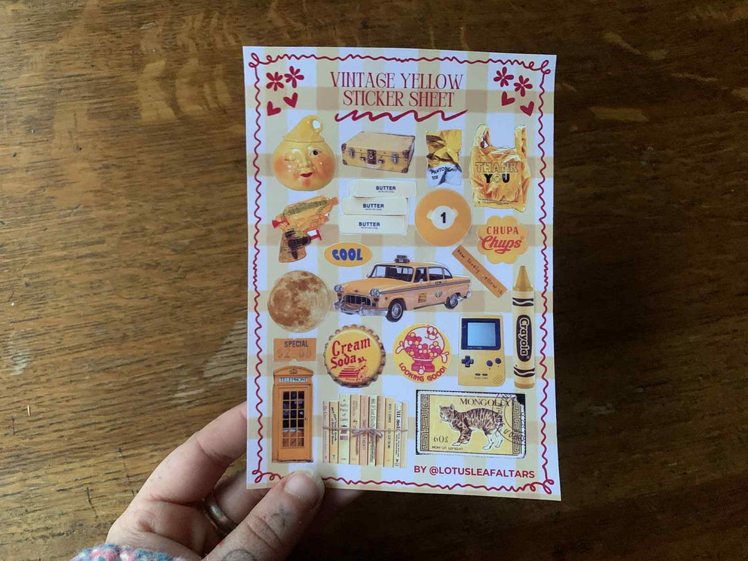 Yellow Journal Sticker Design Yellow Sticker Sheet for Bullet Journal, Scrapbook, Planner, Junk ...
