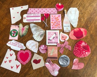 Girlhood Stickers, BUJO, Pink Red Bullet Journal Supplies, Pastel Stationary, Photo Ephemera, Junk Journaling