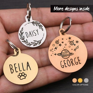 Personalized Pet ID tag For Dog Custom Collor Pet ID Tags, Gold, Rose Gold, Silver, Non-Allergic Stainless Steel Dog Name Tag