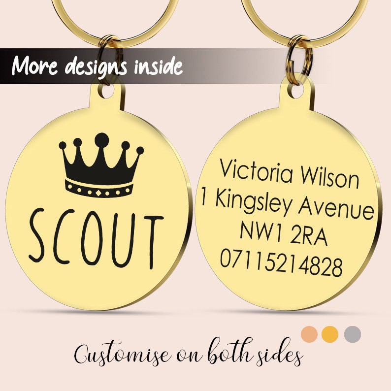 Dog Name Tag Engraved Pet ID Tag Cat Name Tag Dog Tag Dog Etsy